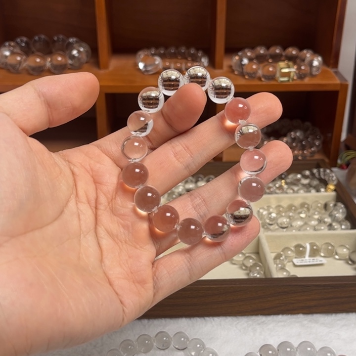 水晶手链未镶嵌F****o12mm白水晶牛鼻孔手链