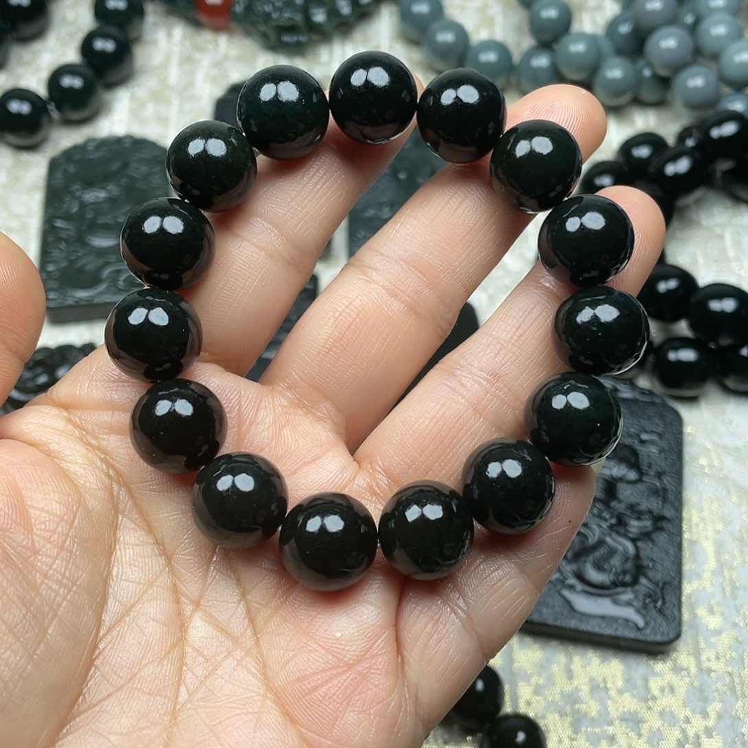 康***崽和田玉未镶嵌手链14圆