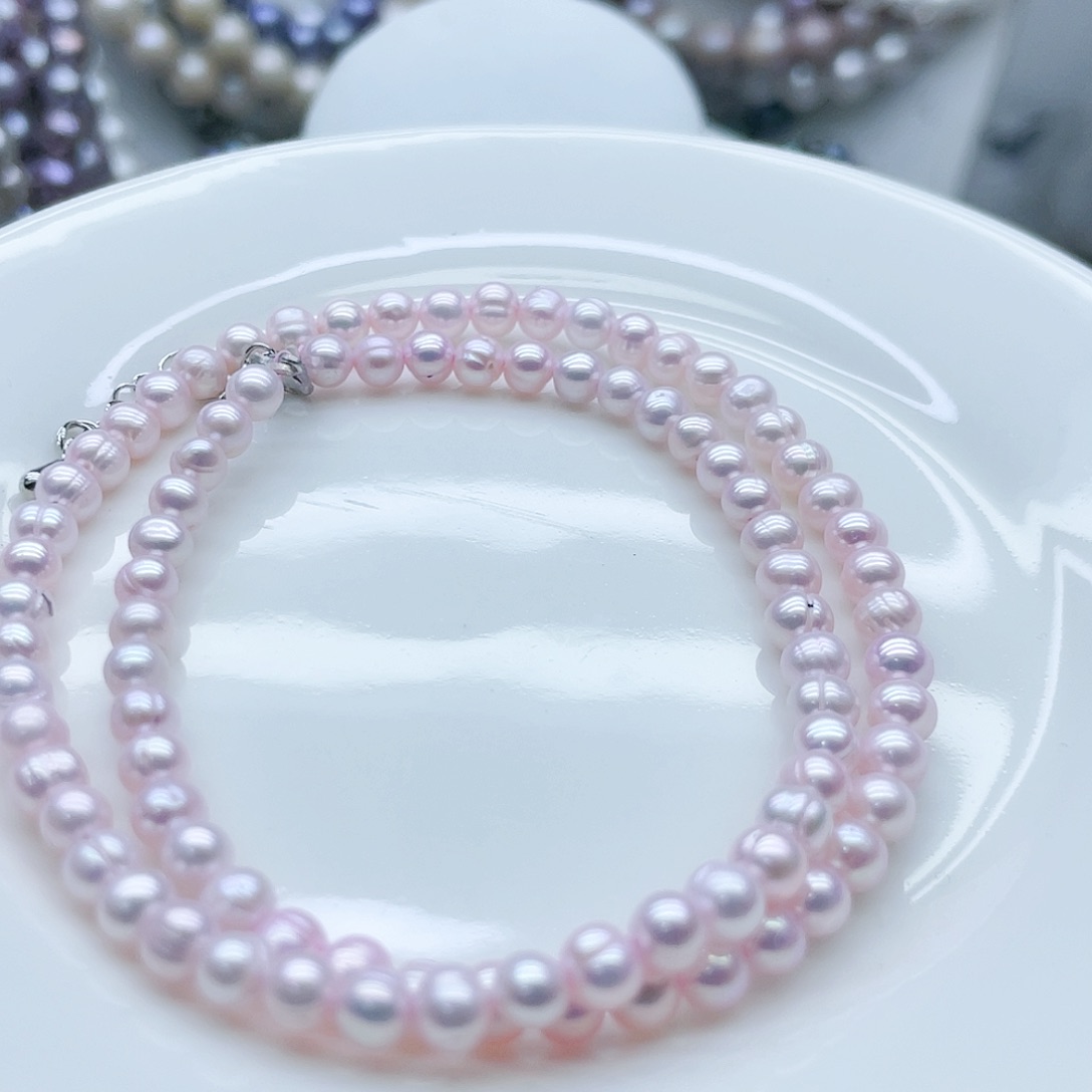 淡水珍珠颈饰钛钢丫*