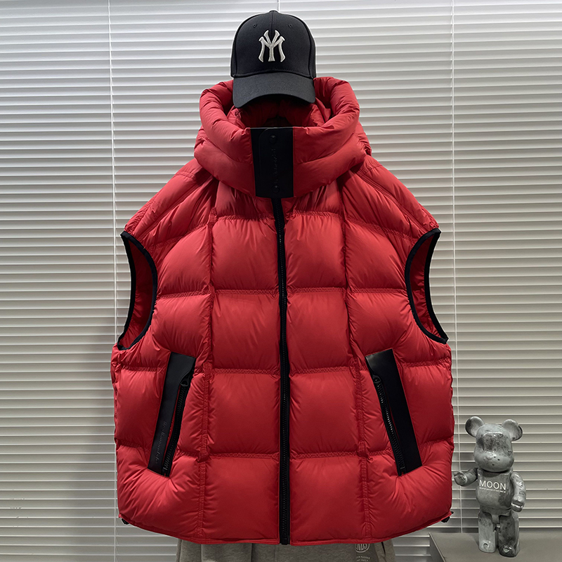 FD原创正品新款2025冬装加厚美式潮牌连帽无袖羽绒服马甲外套