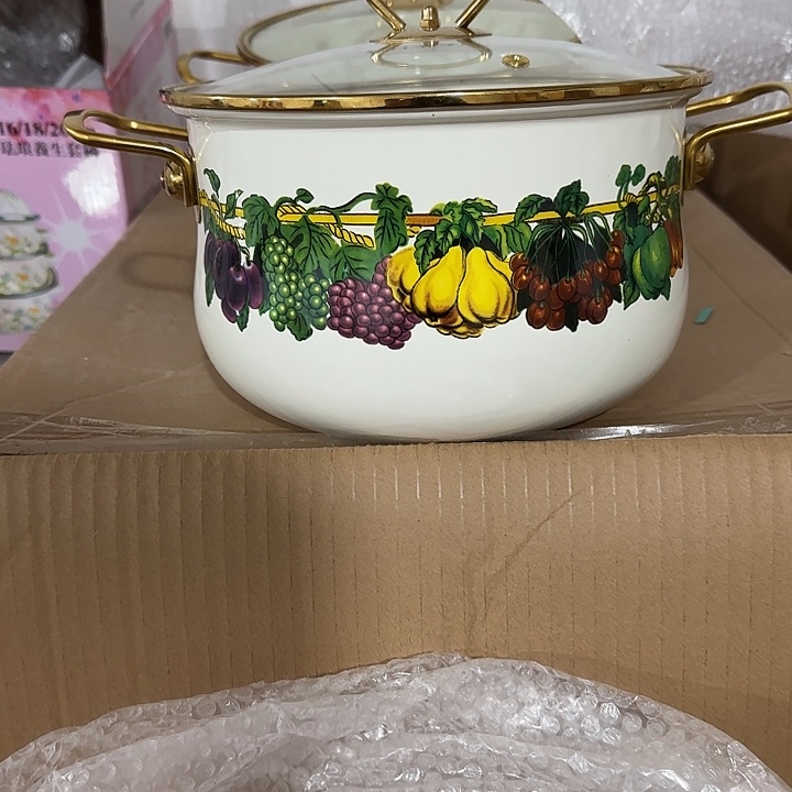 搪瓷22公分特厚蔬菜水果珐琅搪瓷汤锅