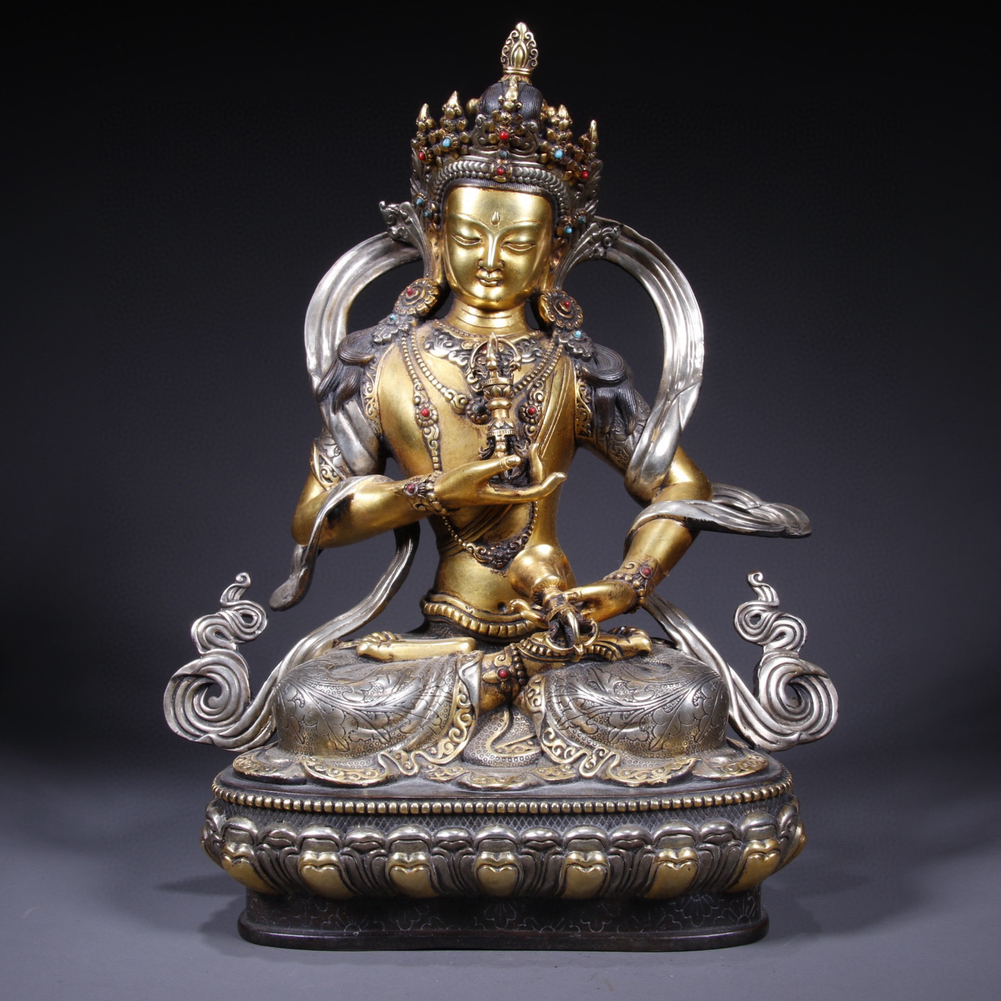 清代 铜鎏金鎏银度母摆件 G高90398