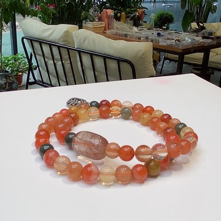 水晶手链未镶嵌彩兔毛