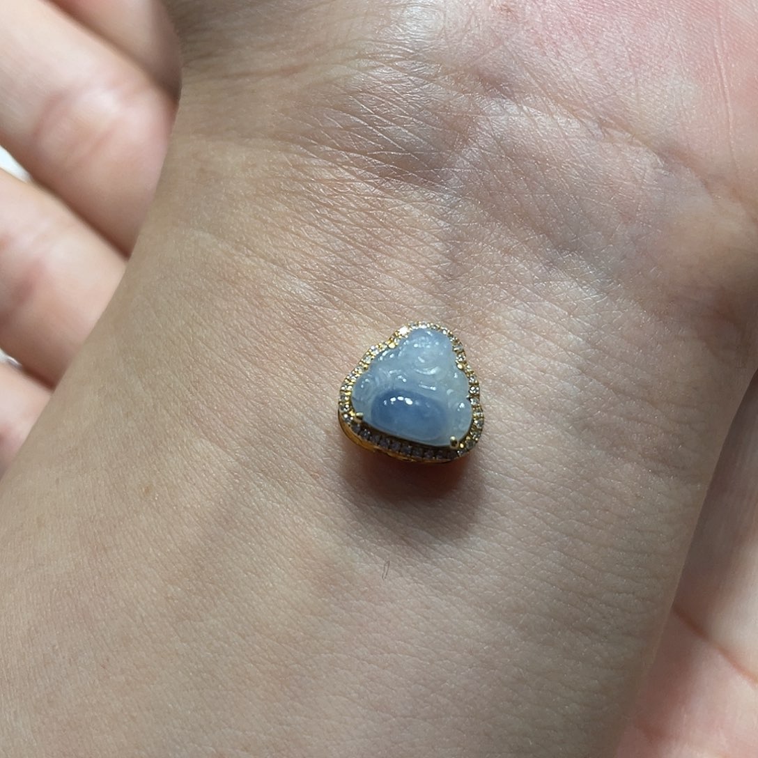 翡翠18K金镶嵌吊坠(不含链)叮**小