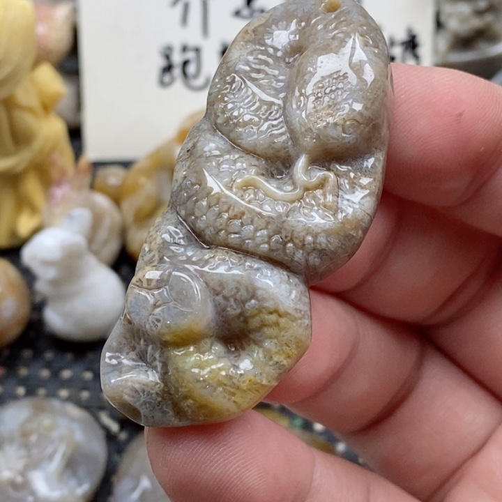 颈饰未镶嵌硅化珊瑚（珊瑚玉）