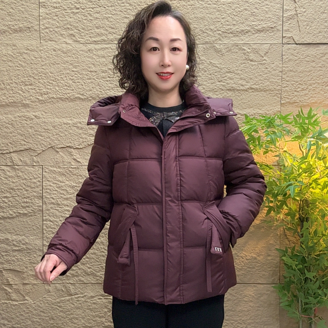 冬季流光风中年妈妈装显瘦气质休闲百搭纯色简约时尚减龄棉服外套