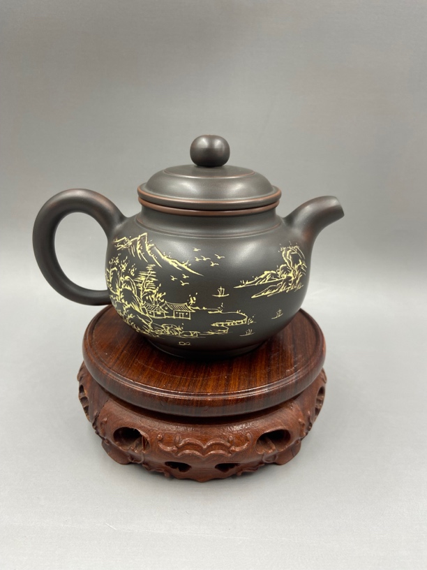 坭兴陶手工精品泡茶壶 高仿古壶 手工雕刻 容量240-260cc