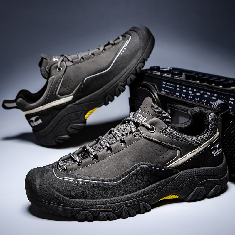 天伦天户外徒步鞋秋冬季时尚真皮防滑运动休闲鞋男轻便旅行登山鞋