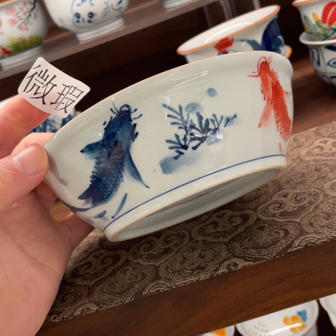 釉下手绘茶具微瑕