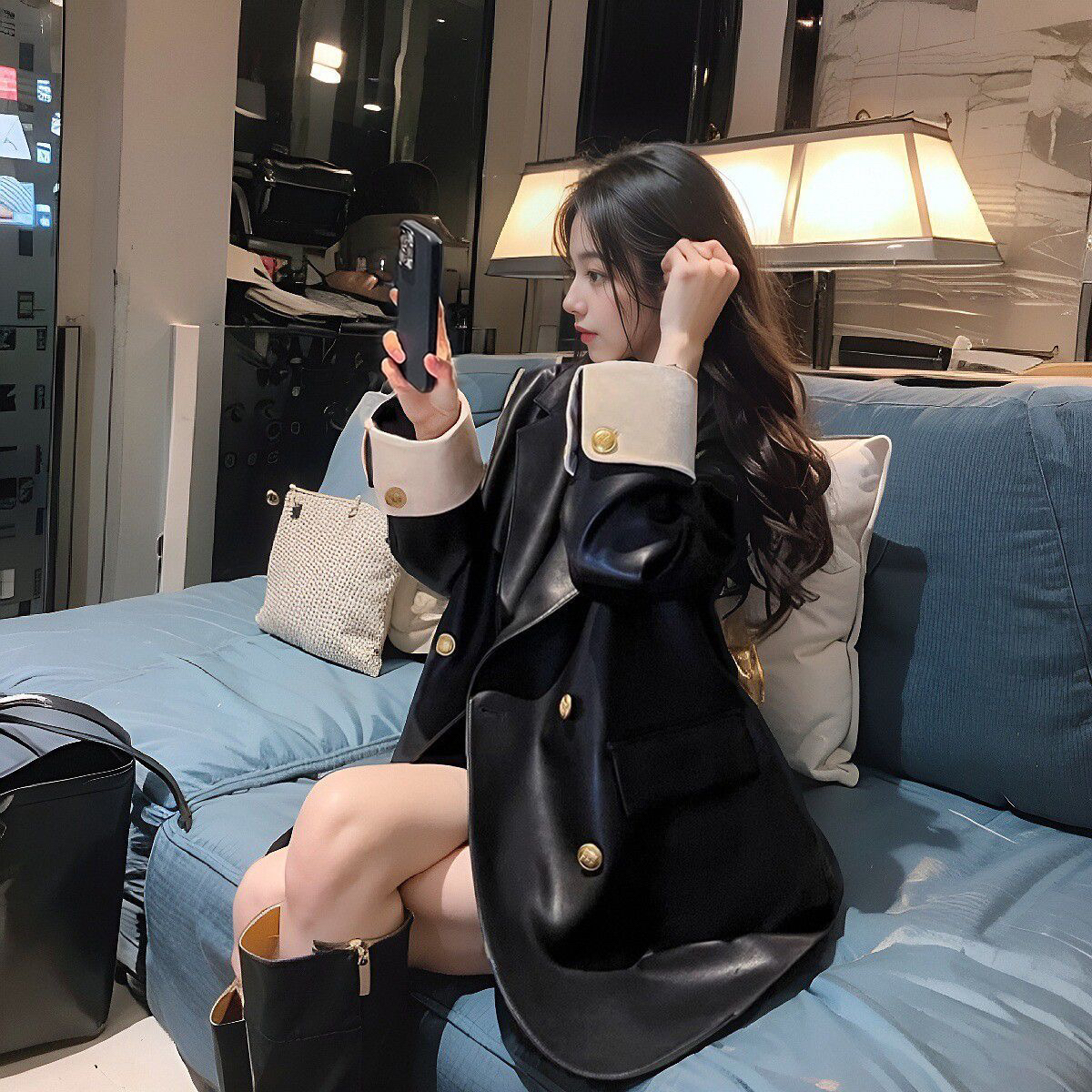 性感薄款低胸睡裙网红风睡裙女睡爆款吊带家居服睡裙261