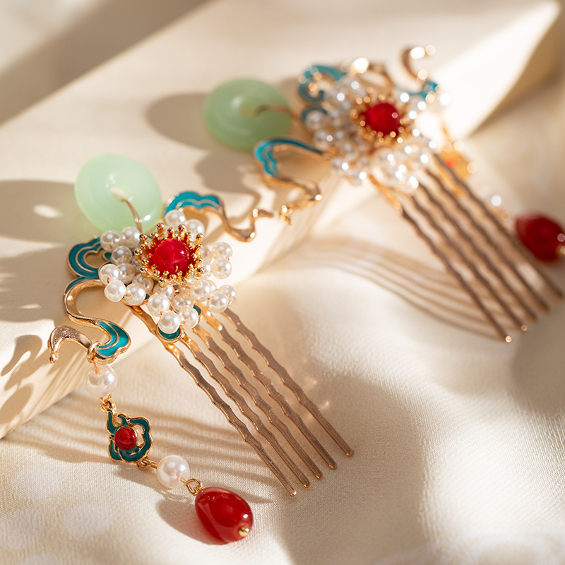 古风汉服配饰祥云发梳发钗步摇
