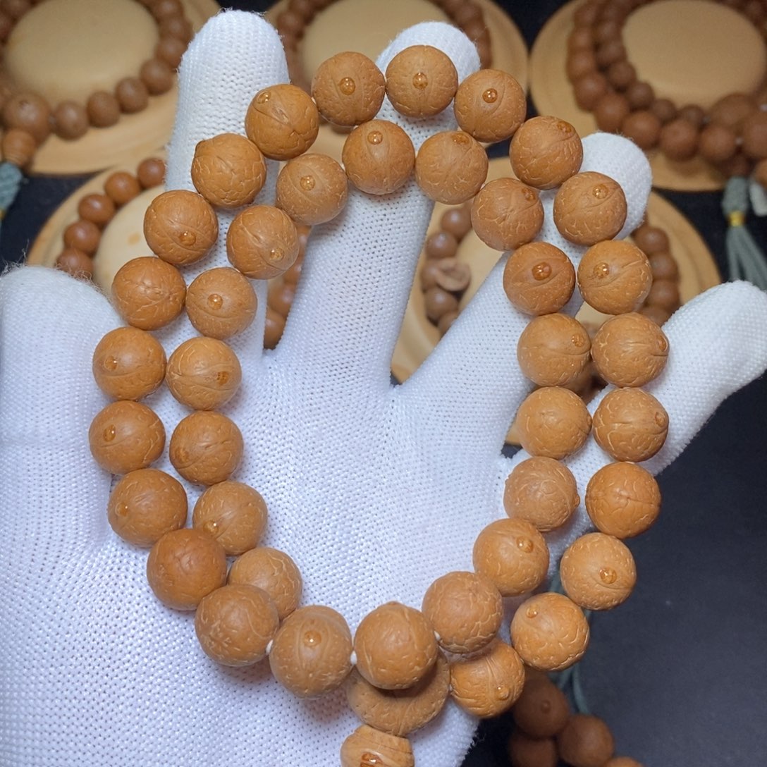 吊坠凤眼菩提12.5mm新籽果冻皮 圆桩双圈手持40颗