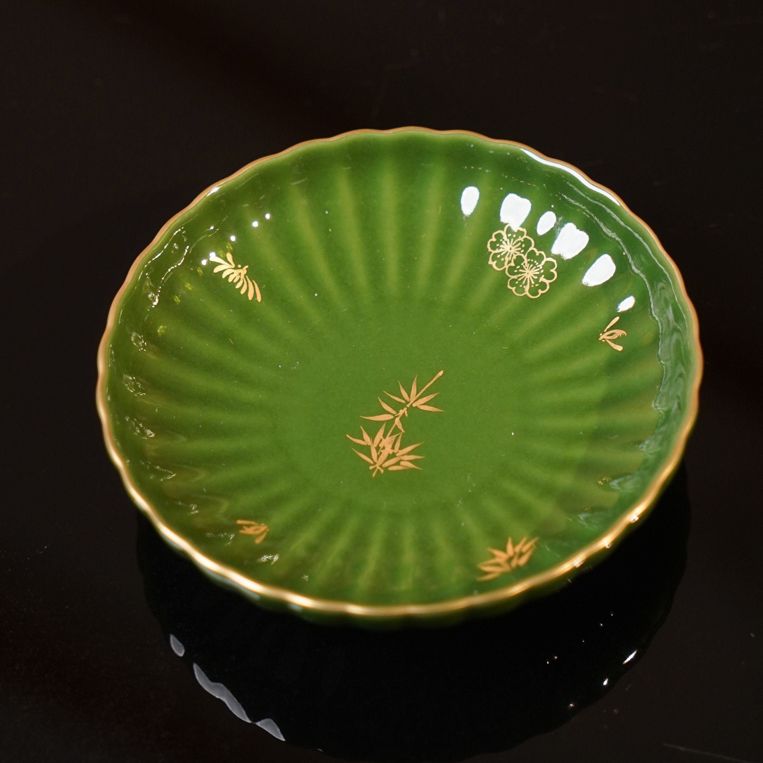 华隐堂   石绿菊瓣杯垫   功夫茶具茶配茶具 HYT2798