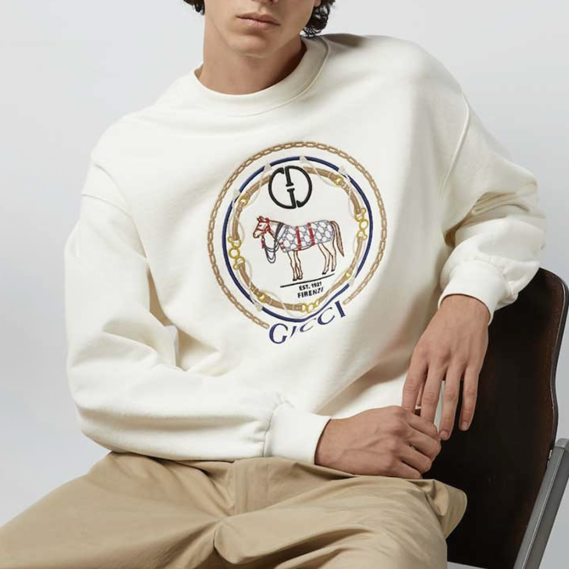 99新 GUCCI/古驰 新款刺绣Logo重磅卫衣/WK760/XXXL大码