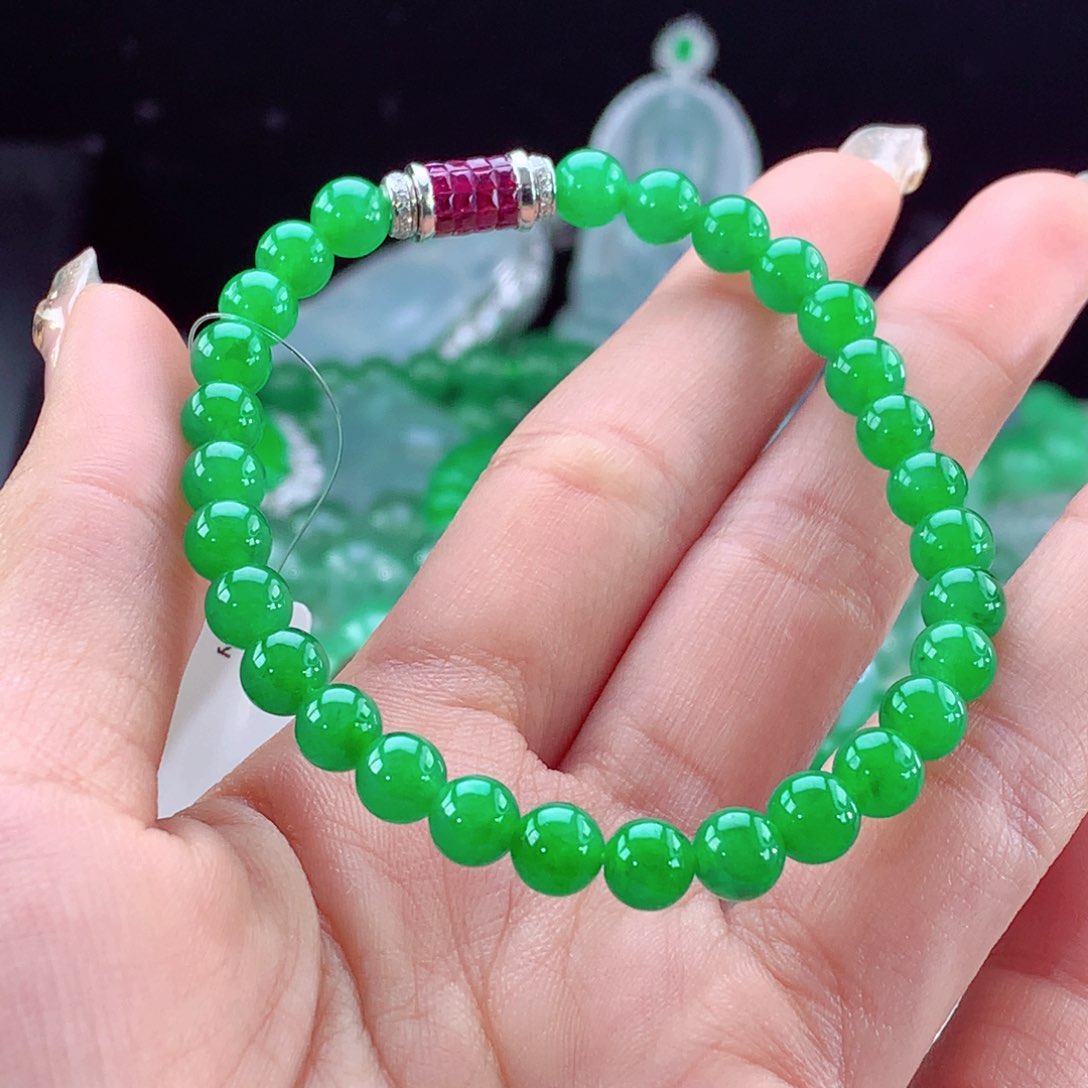 翡翠手链未镶嵌天然缅甸翡翠