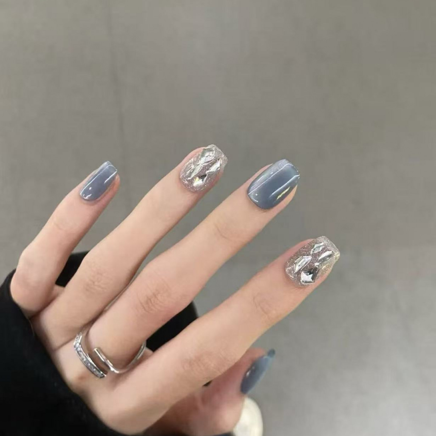 【蓝色猫眼】时尚清新纯欲高级感成品美甲穿戴式手工穿戴甲