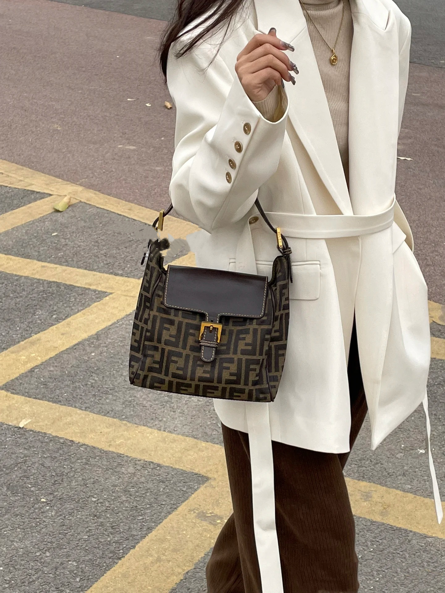 95新 FENDI/芬迪 多宝二奢/81765/稀有薯条腋下