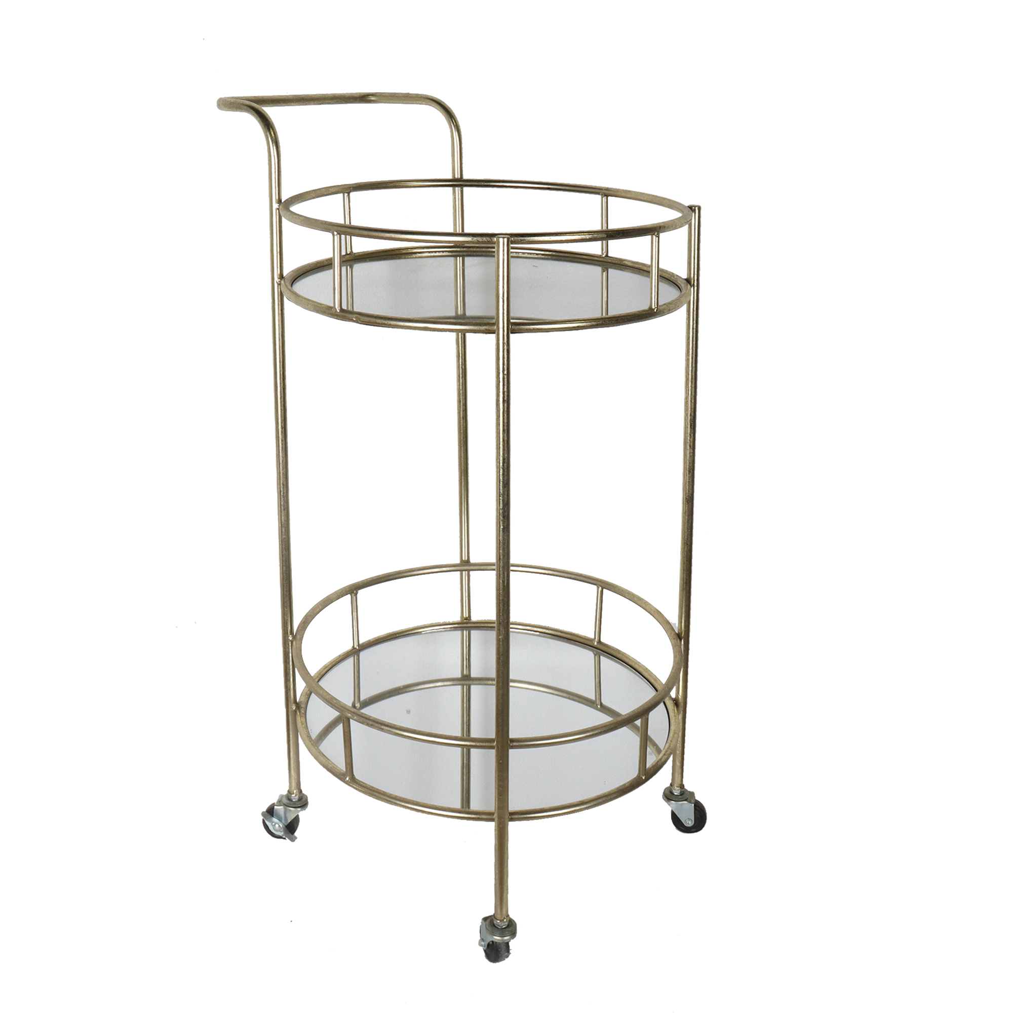 双层小推车带刹车 47x40x82铁艺香槟金箔镜面 收纳置物架边几花架