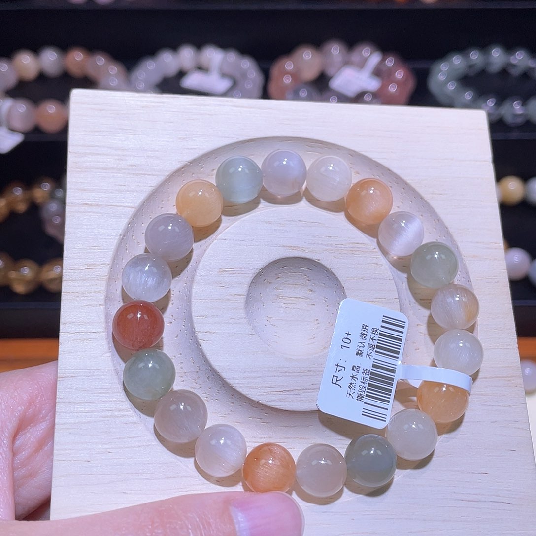 水晶手链未镶嵌兔毛手链，晶体通透10+