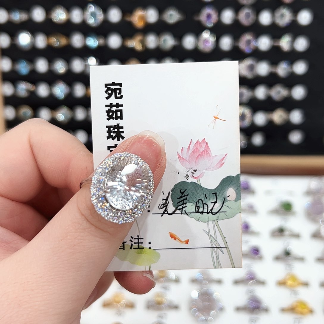 水晶戒指银S925镶嵌完**见爆闪