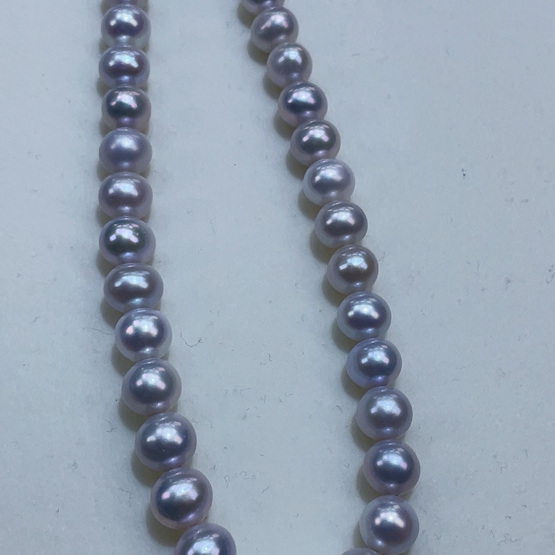 淡水珍珠颈饰银S925镶嵌7.5-8极光灰色炫彩干净 新品