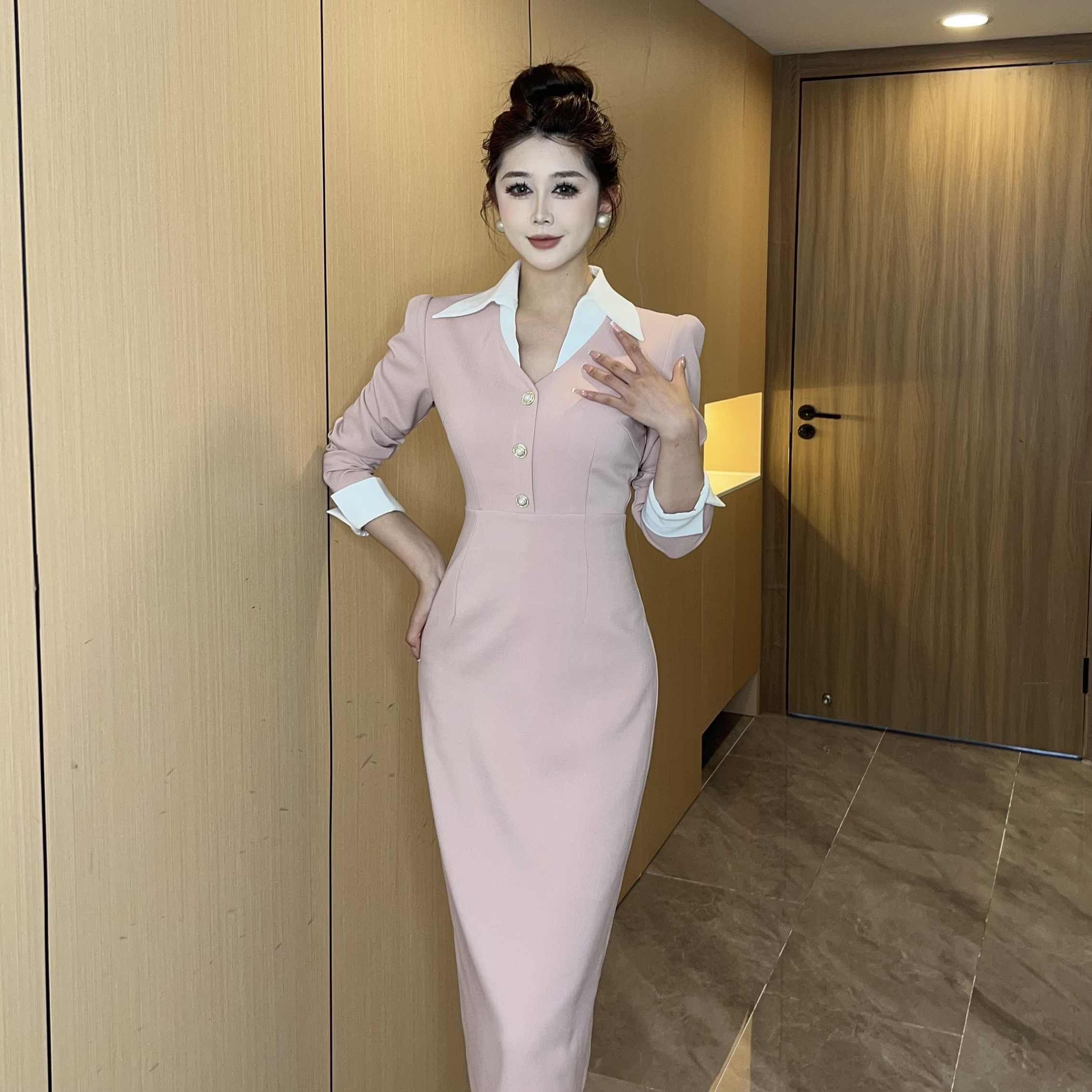 【MD原创·宵夜】2025春季新款长袖时尚休闲显瘦气质收腰百搭连衣裙