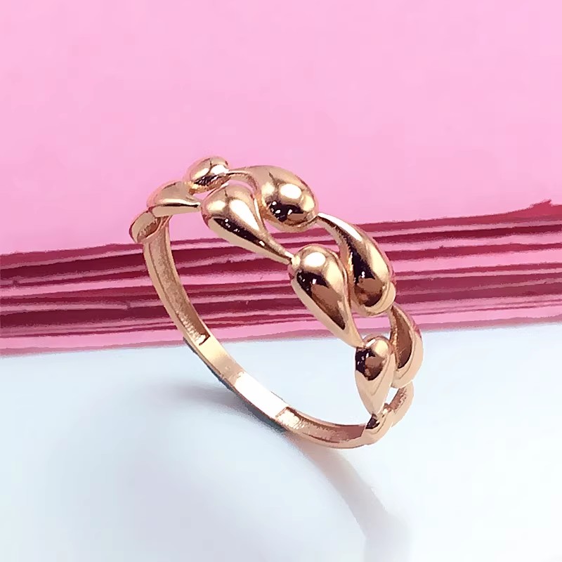 水滴排戒时尚复古气质14K玫瑰金百搭戒指