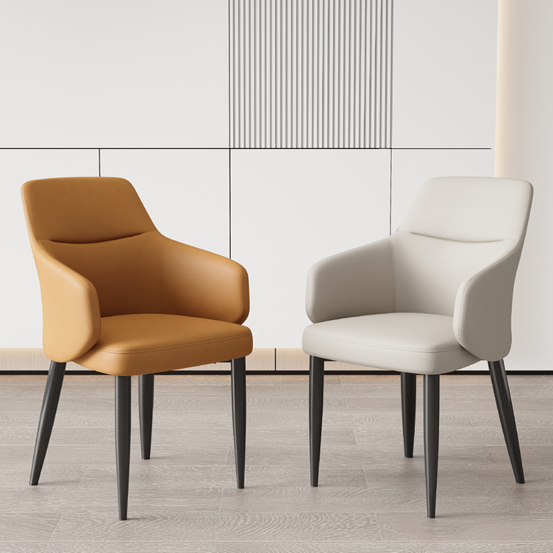 意式极简软包餐椅高级感岛台配套百搭靠背椅休闲化妆书椅真皮椅子