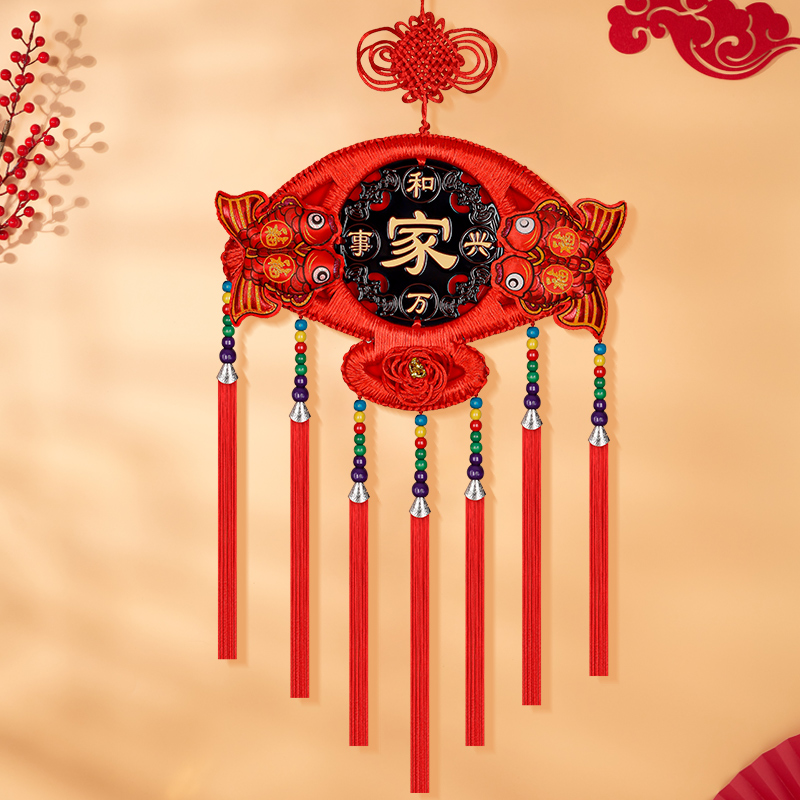 新款中国结挂件扇形喜庆用品乔迁福字客厅大号春节装饰过年J