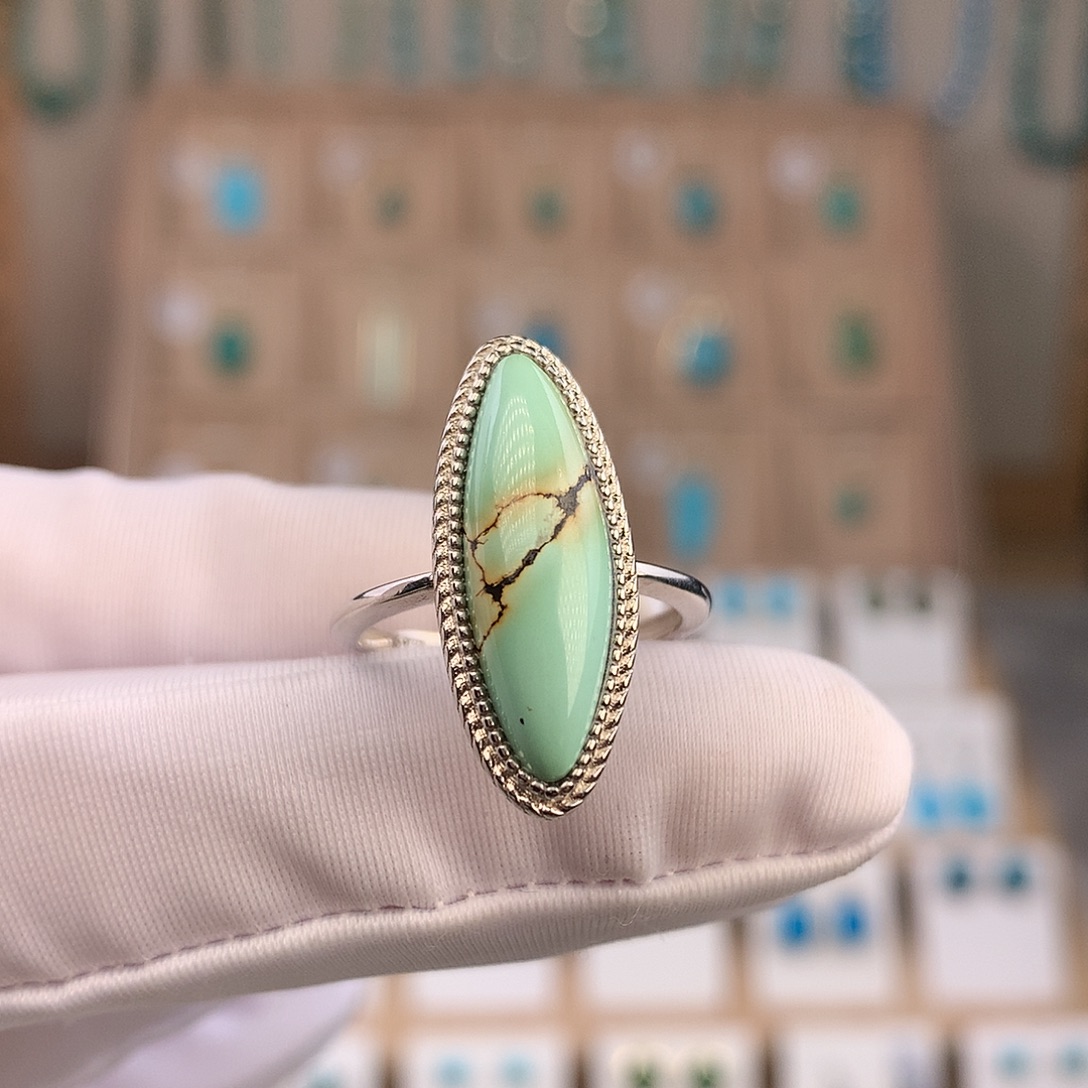 绿松石银S925镶嵌戒指