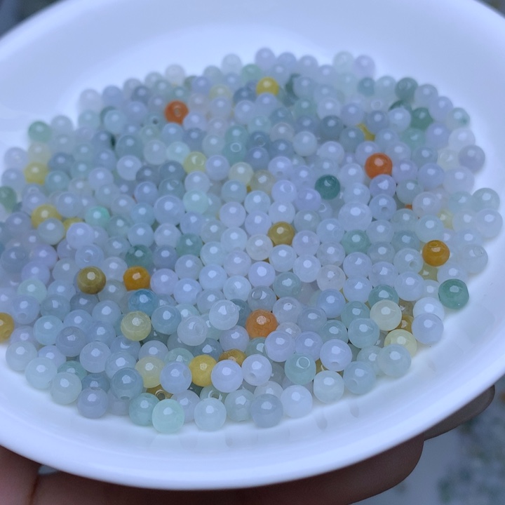 翡翠散珠卡4冰三彩50个单圈