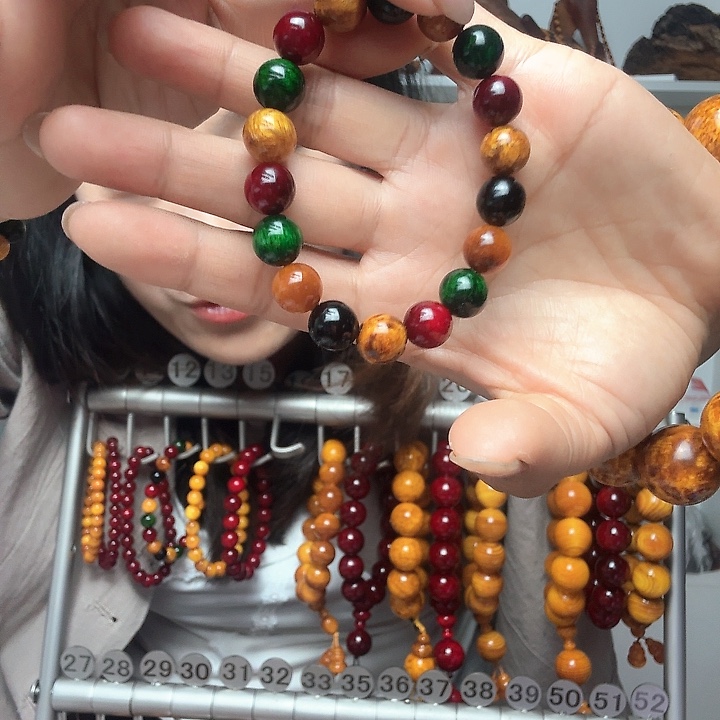 松木固化款琥珀木手串1.0多宝女款