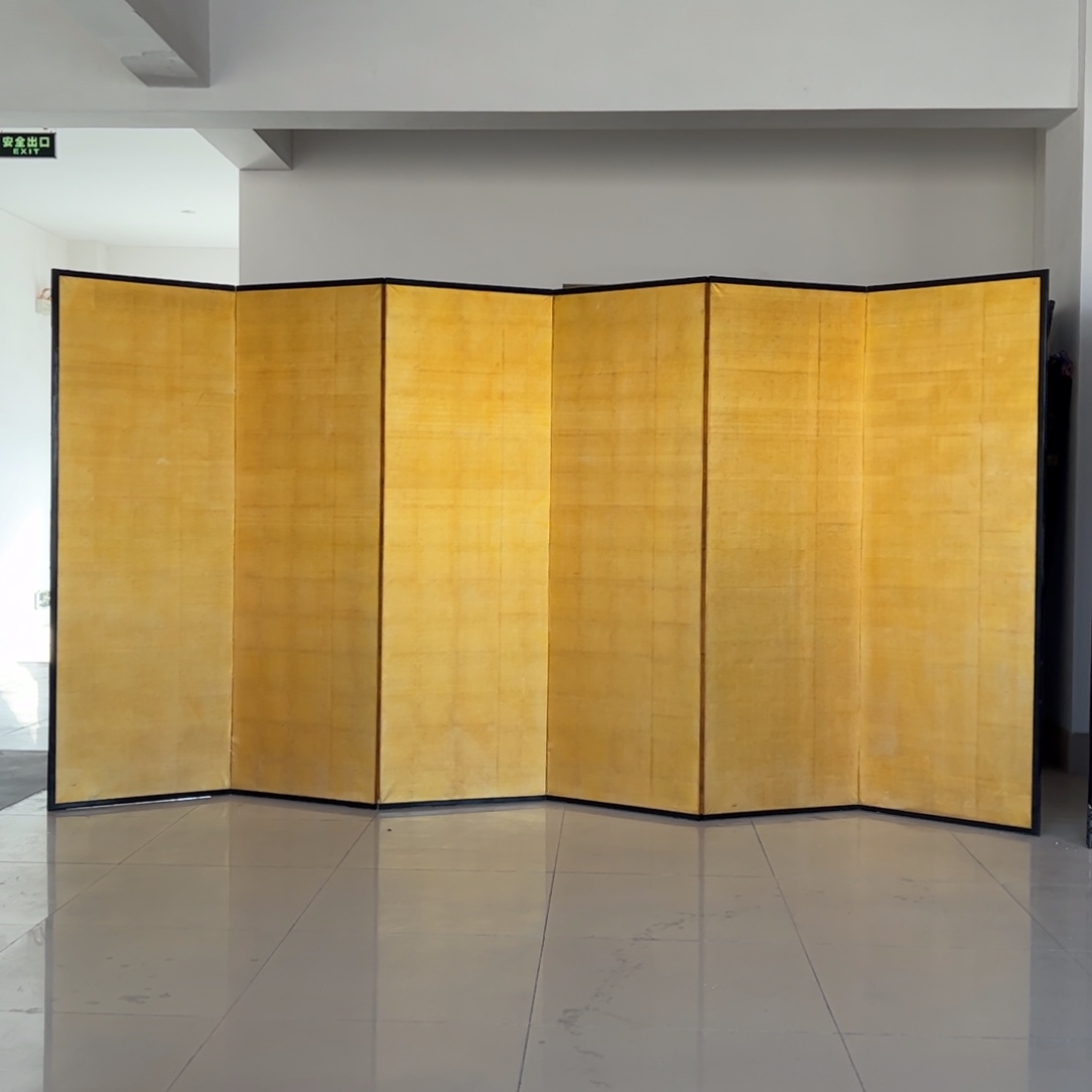 绘画金绢屏风框画茶空间设计