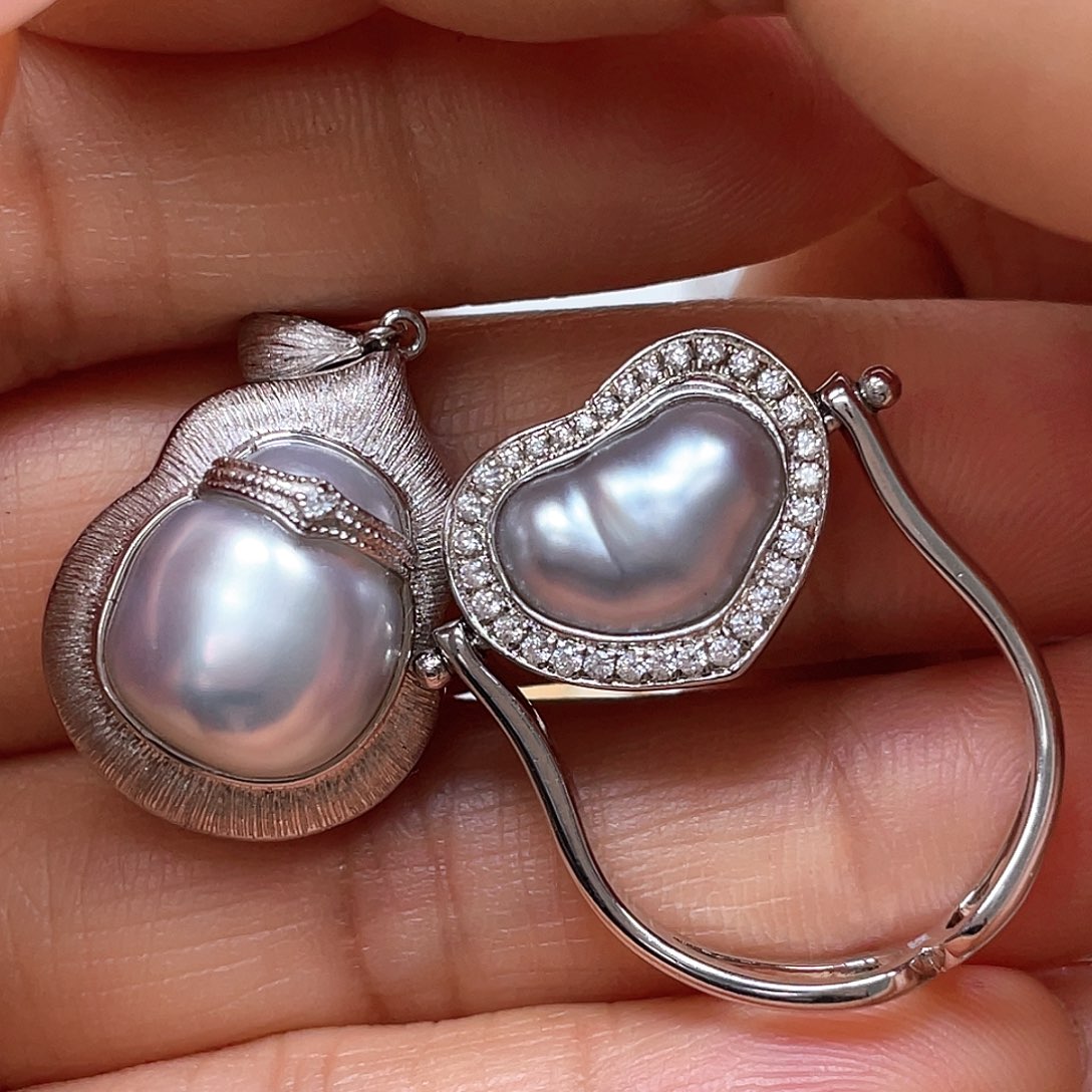 归***一颈饰银S925镶嵌海水珍珠