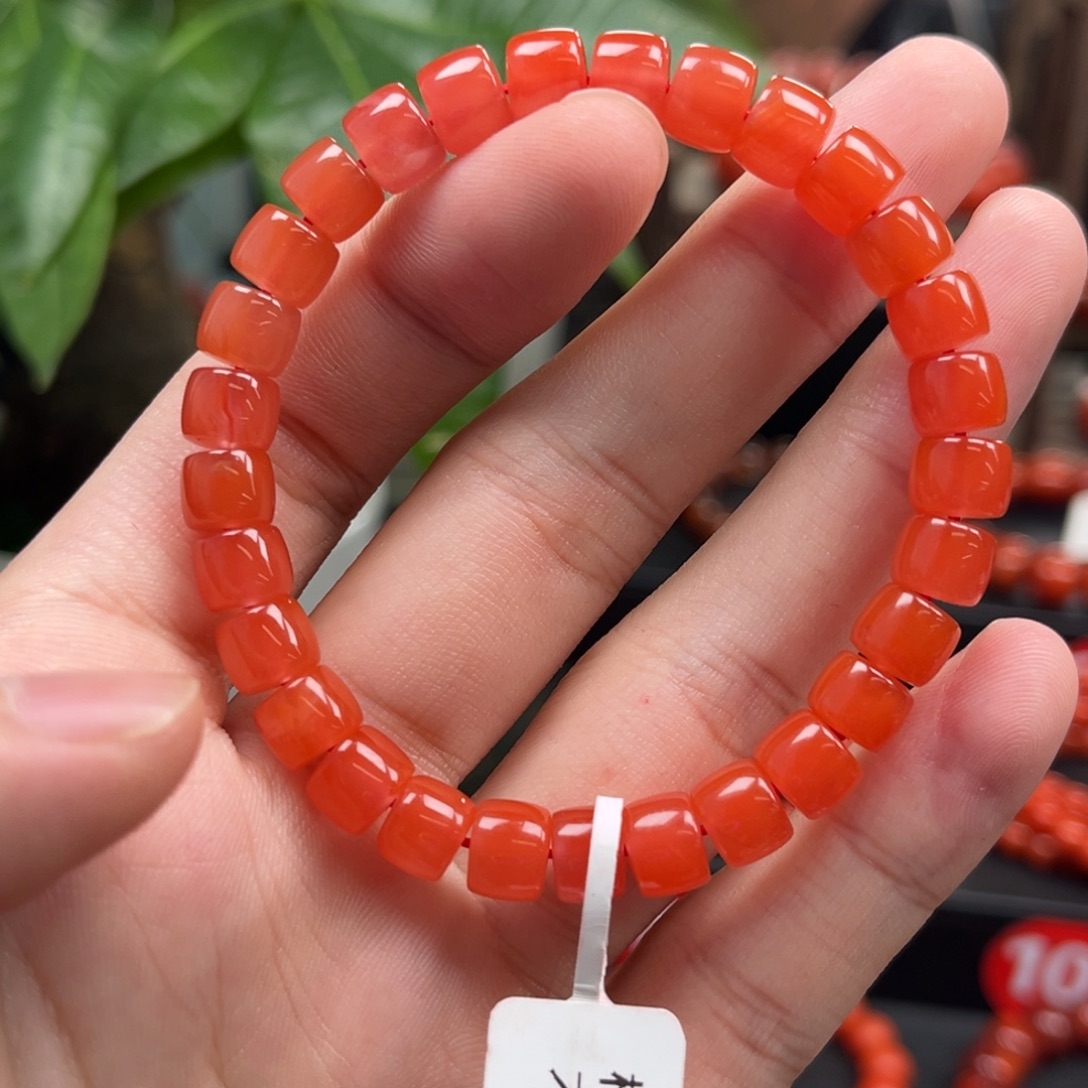 南红玛瑙未镶嵌手串保山杨柳直切手串8+