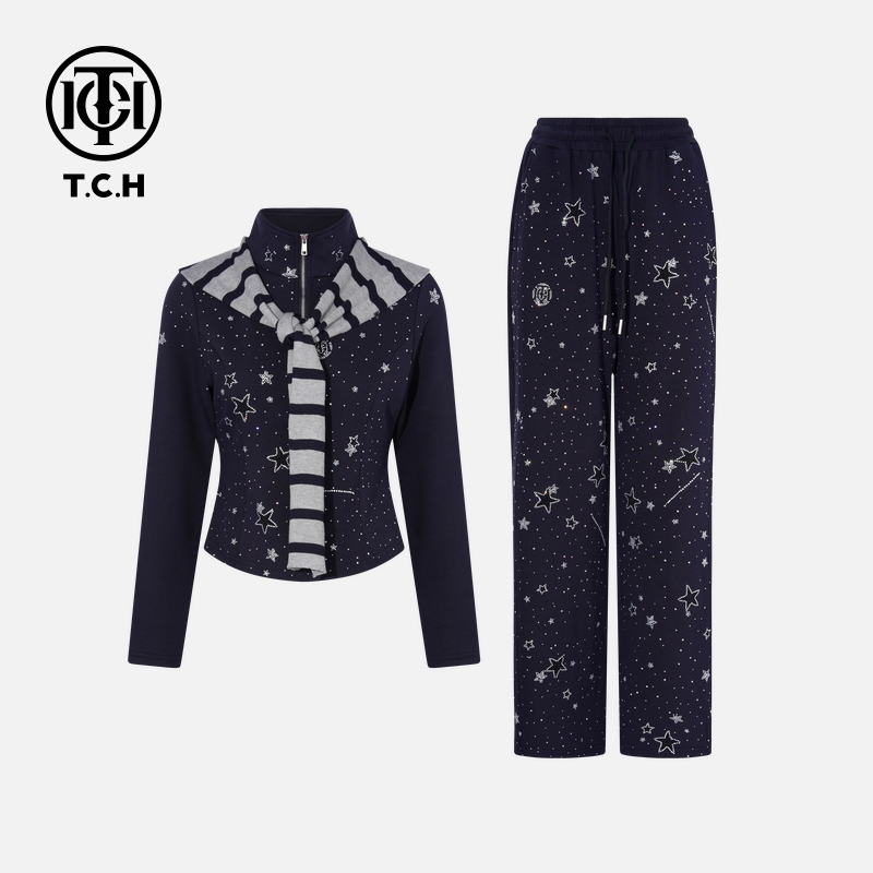 TCH私服烫钻工艺老钱风松弛感贵气时尚套装女T75C07E1050轻奢tch