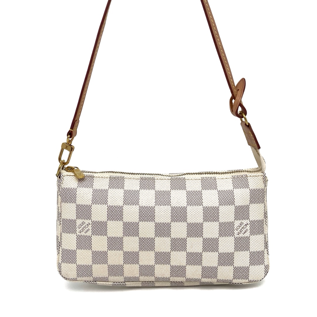 95新 LouisVuitton/路易威登 白棋盘格大麻将腋下包