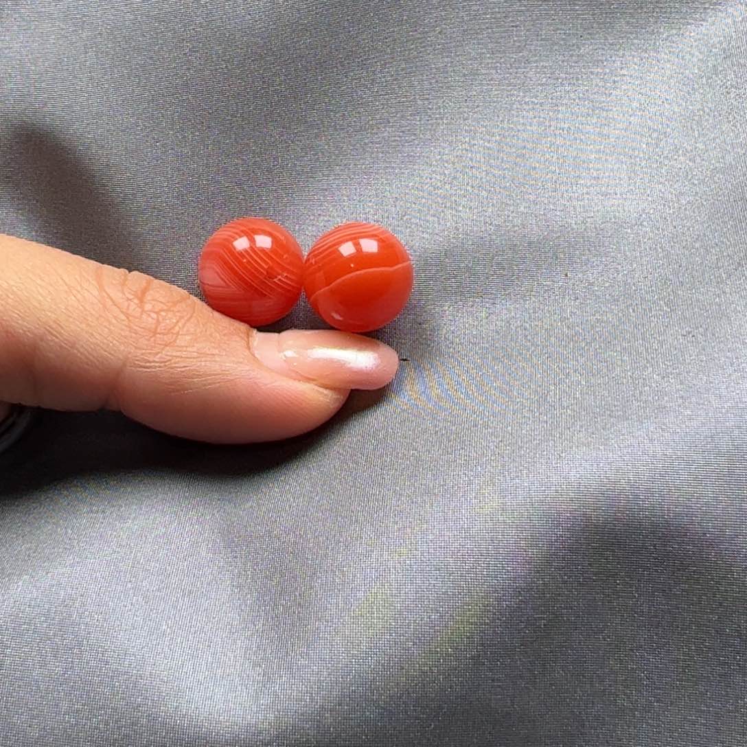 南红玛瑙对珠未镶嵌