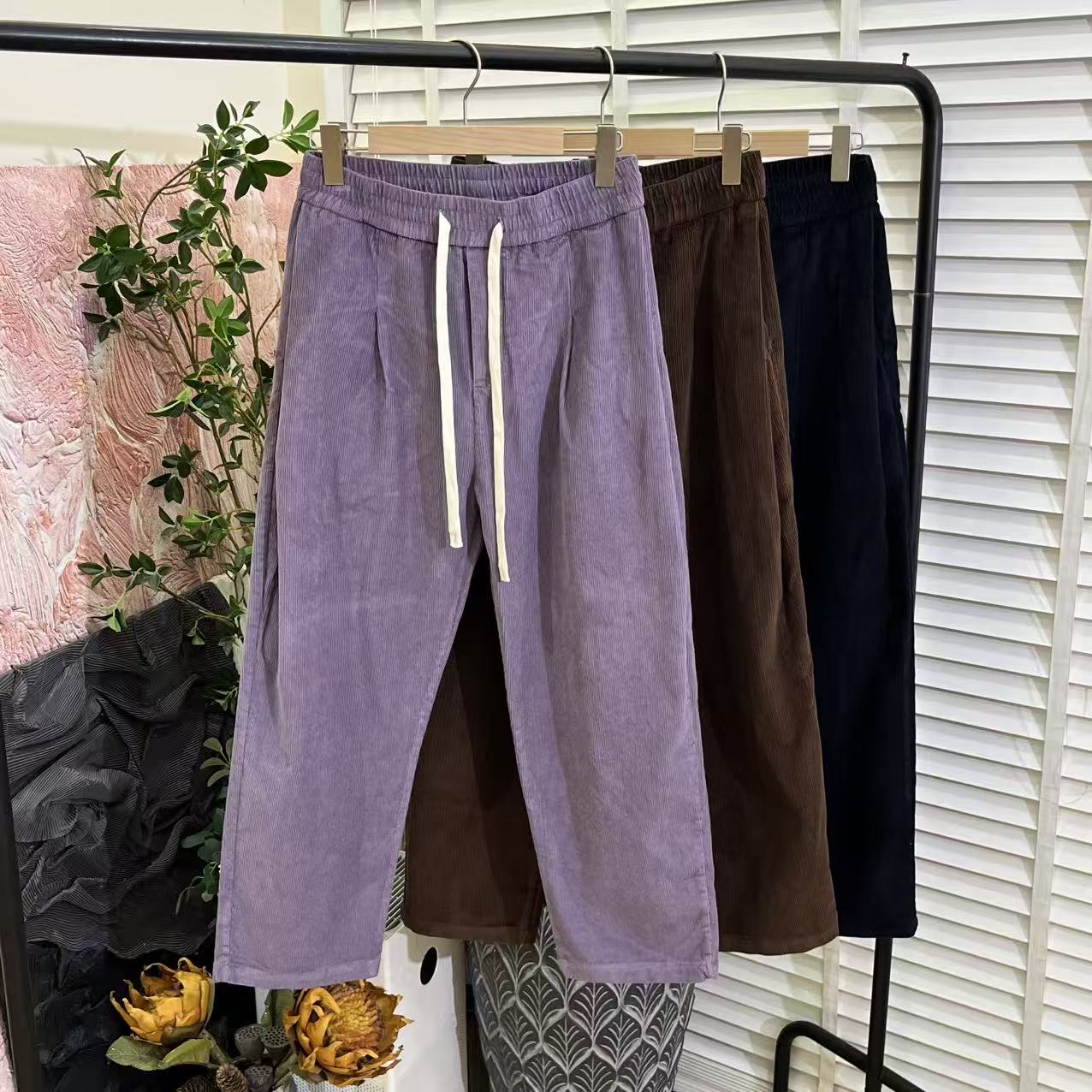 「木佐严选」秋冬紧致百搭松紧腰灯芯绒休闲长裤女E6240