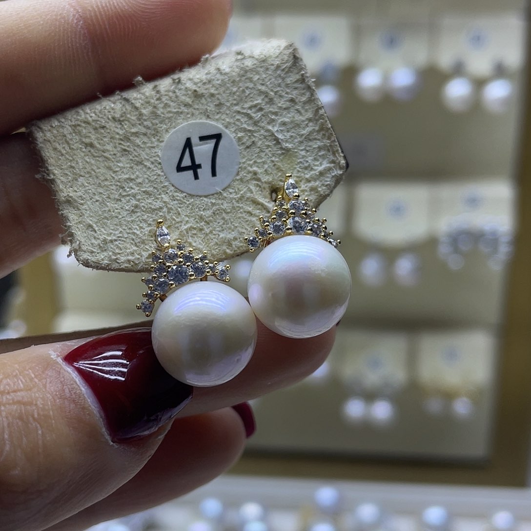 淡水珍珠耳饰银S925镶嵌