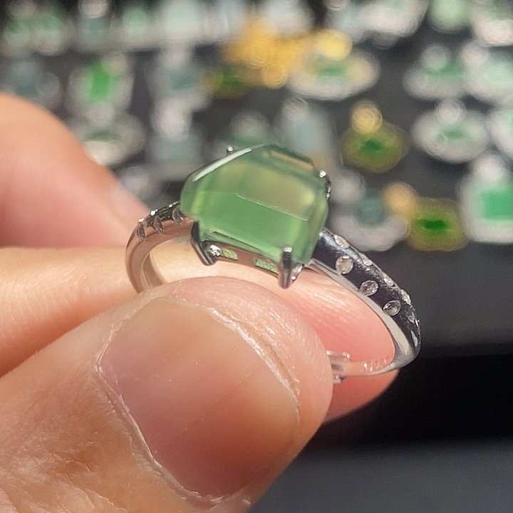 翡翠银S925镶嵌戒指