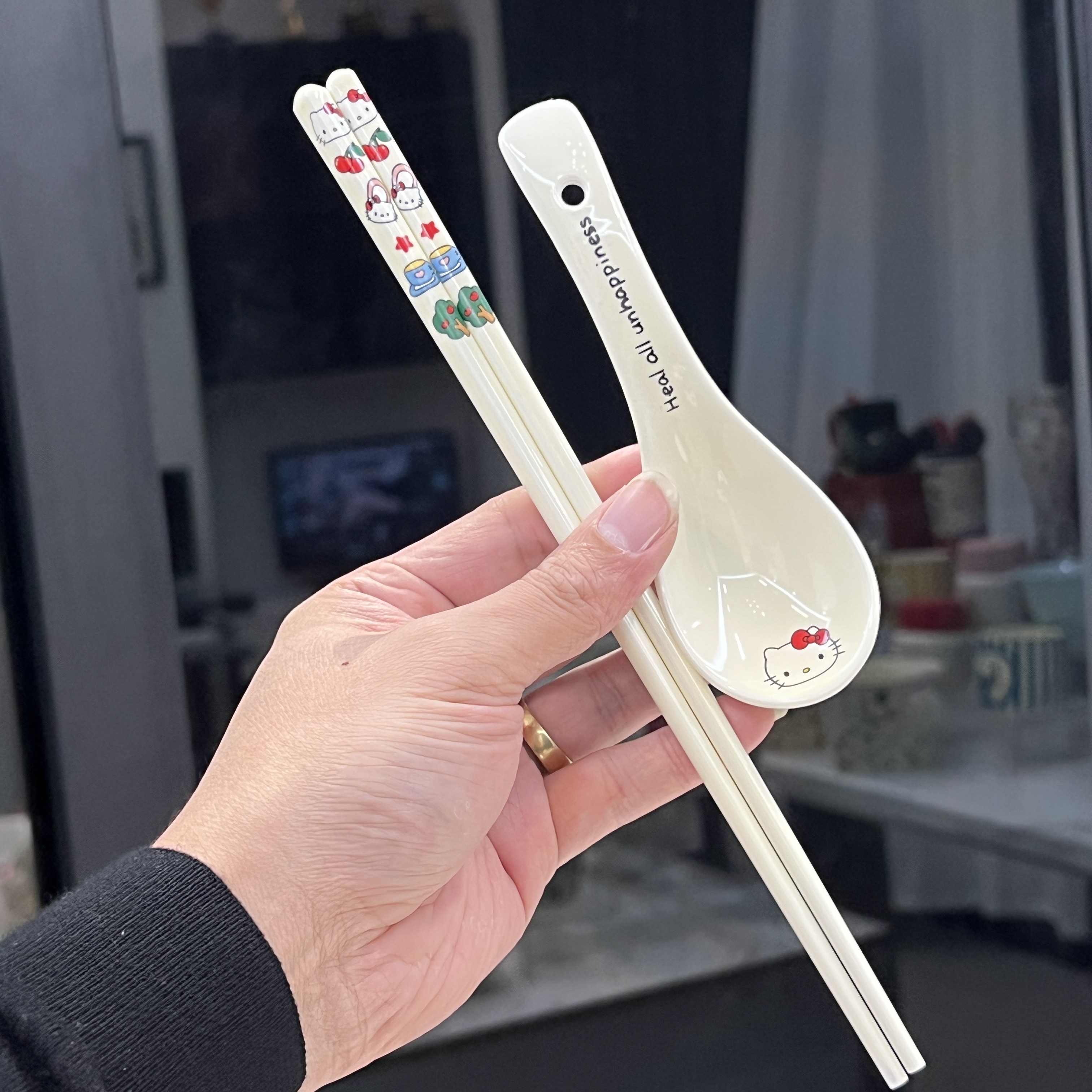 外贸尾单 陶瓷筷子勺子2件套