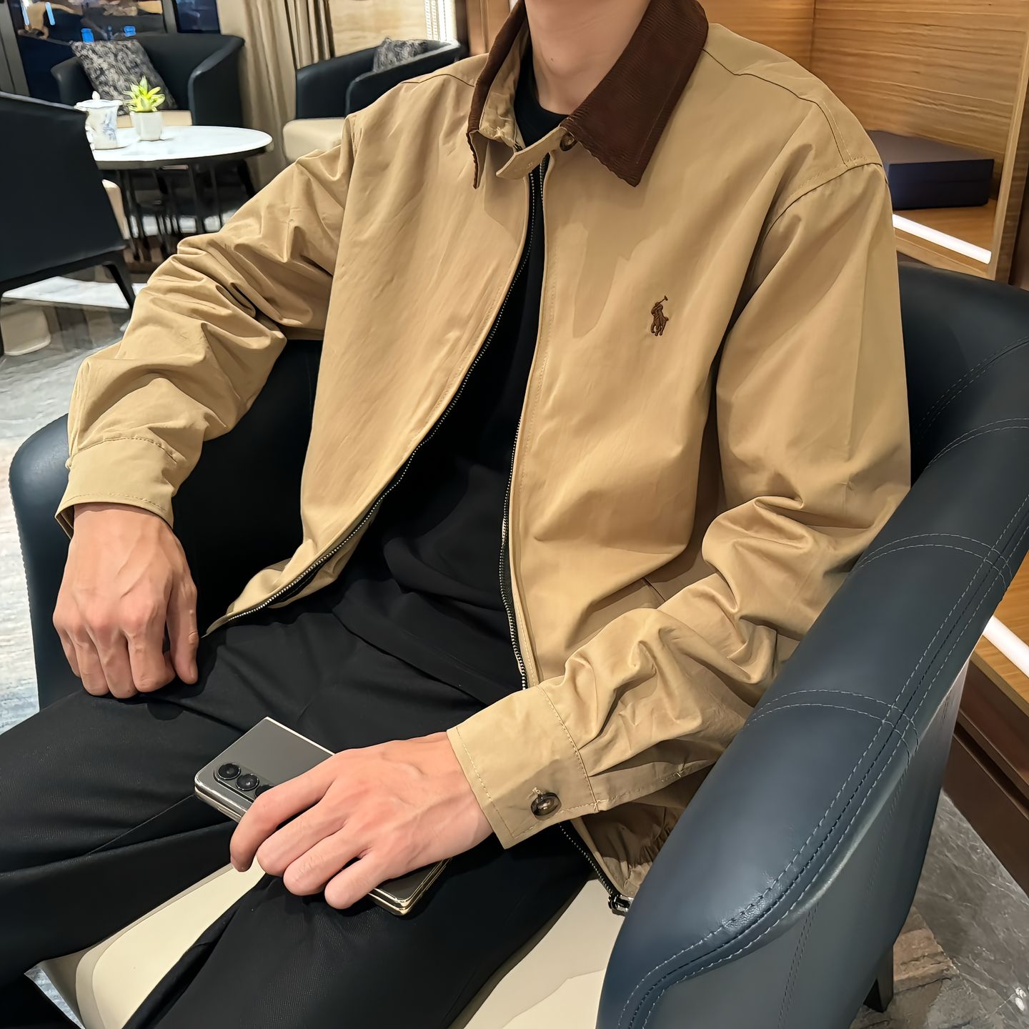 25年新款经典小马刺绣标休闲翻领夹克外套男女春秋老钱风复古百搭