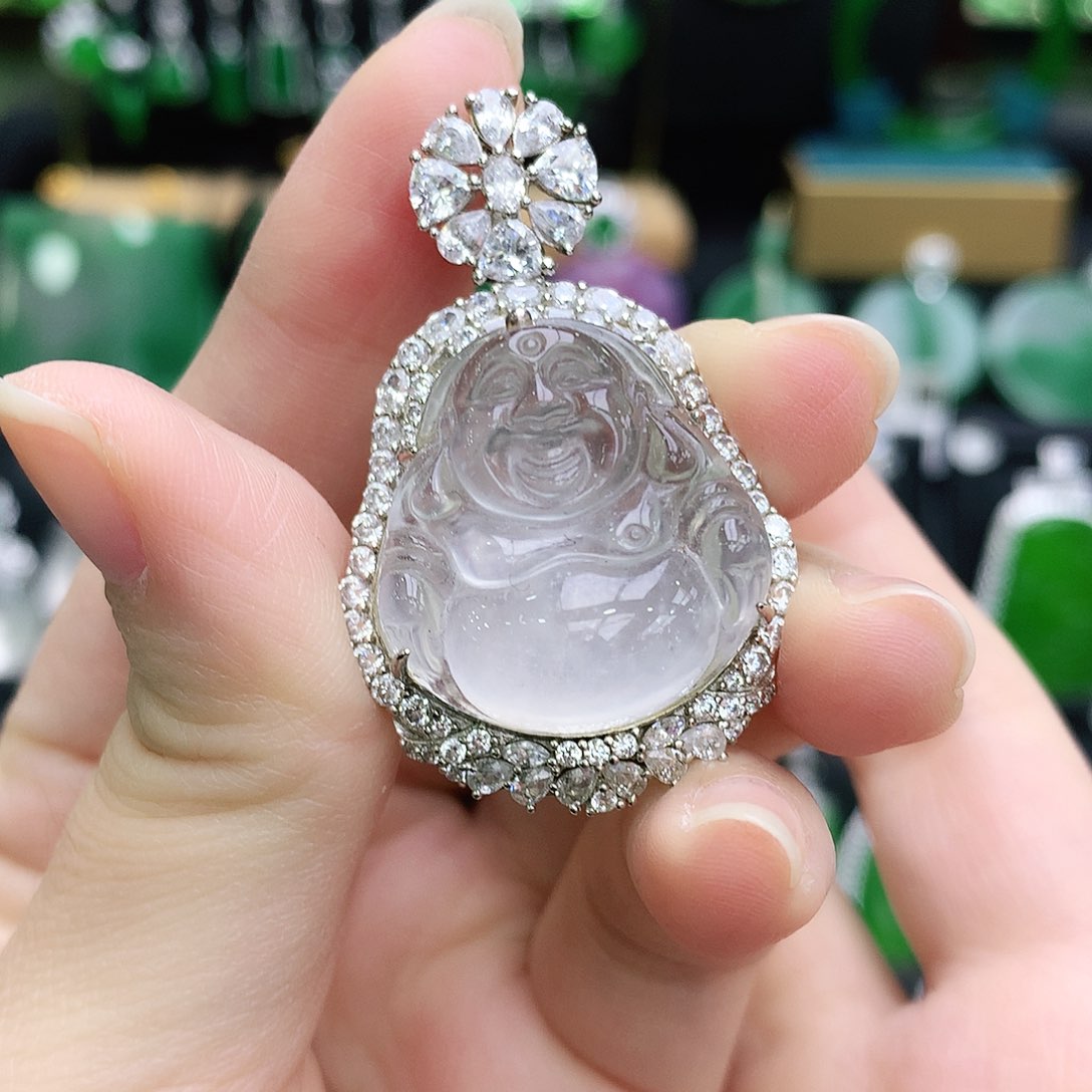 石英质玉吊坠银S925镶嵌