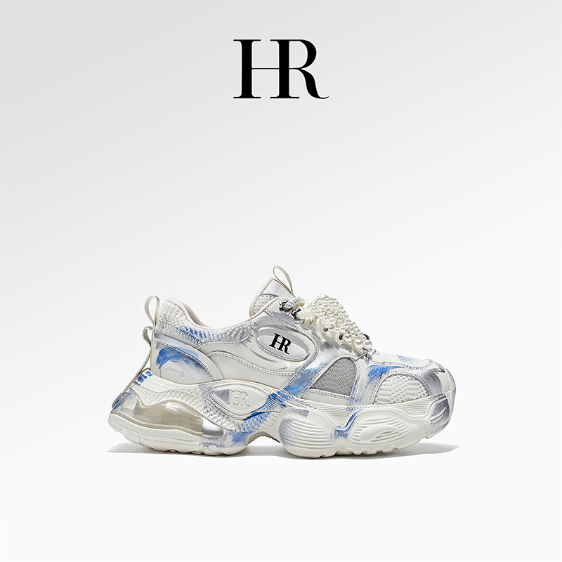 HR/赫莲娜【微光幻影】潮流时尚厚底百搭系带网面休闲鞋情侣透气