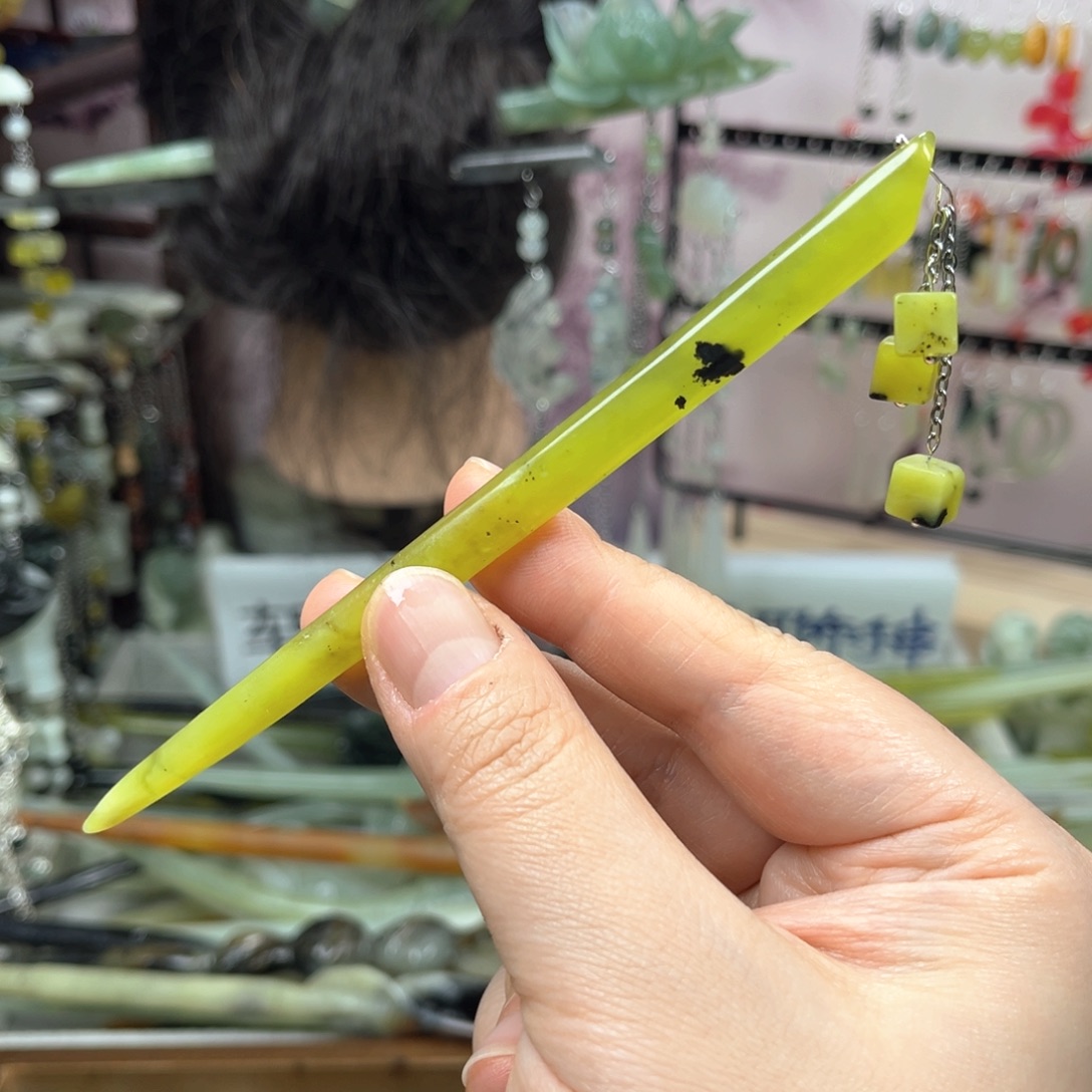 岫玉未镶嵌发饰长度14厘米左右的