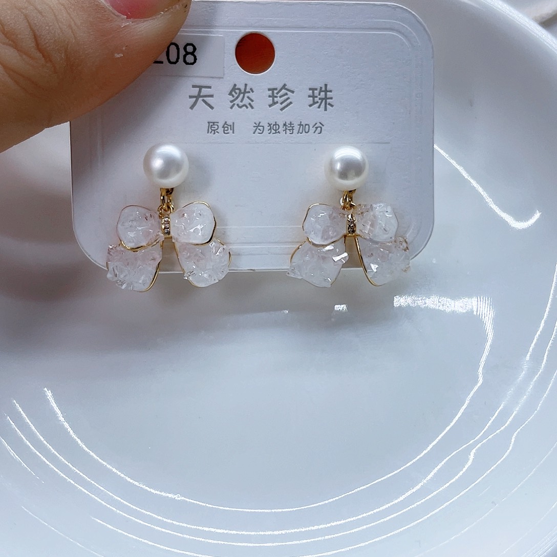 银S925镶嵌耳饰淡水珍珠