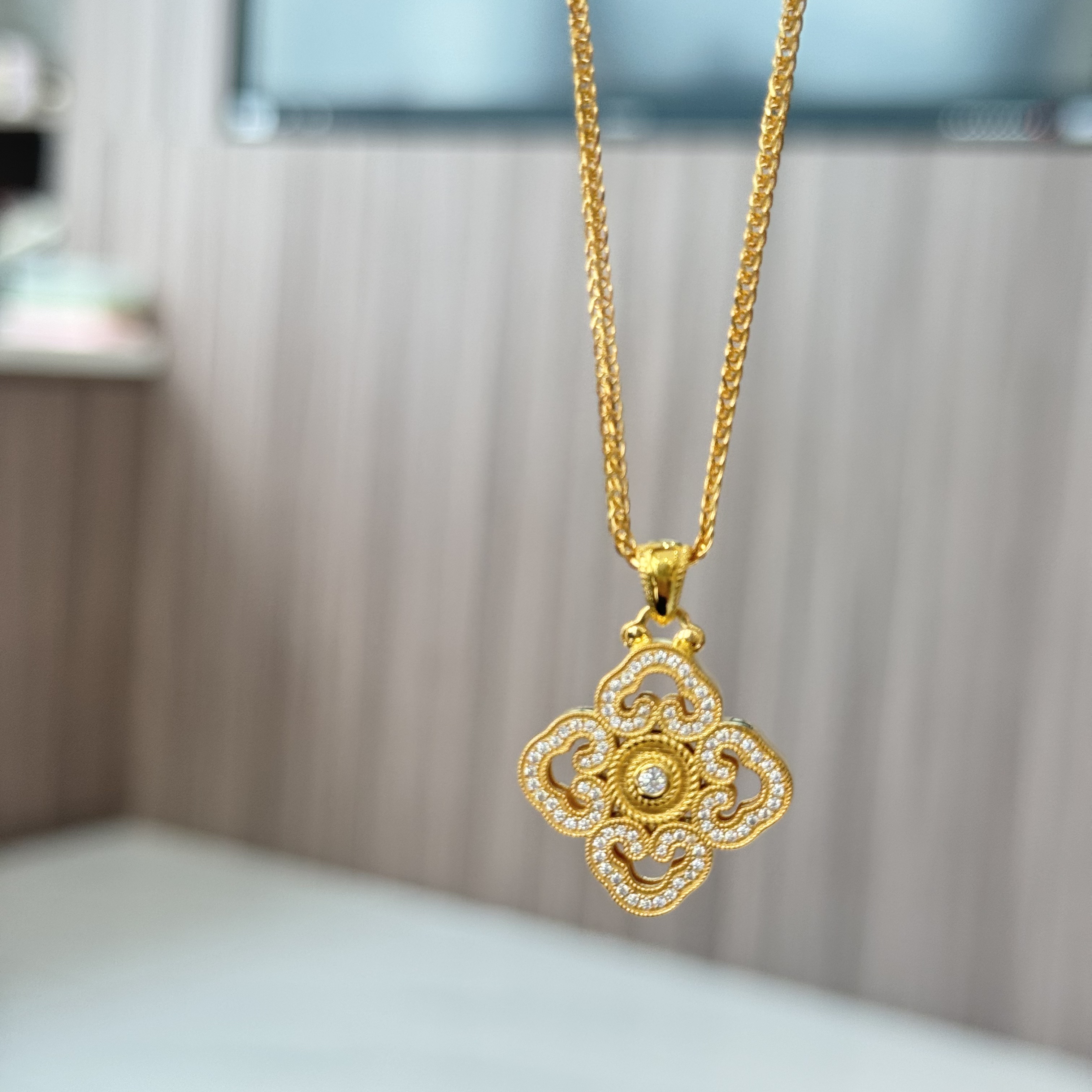 PT950【PT花开幸运点钻套链】铂金950套链（附加450）