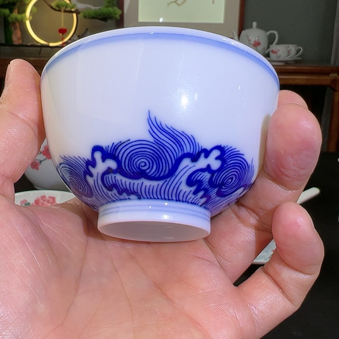 青花海浪纹主人杯一级品