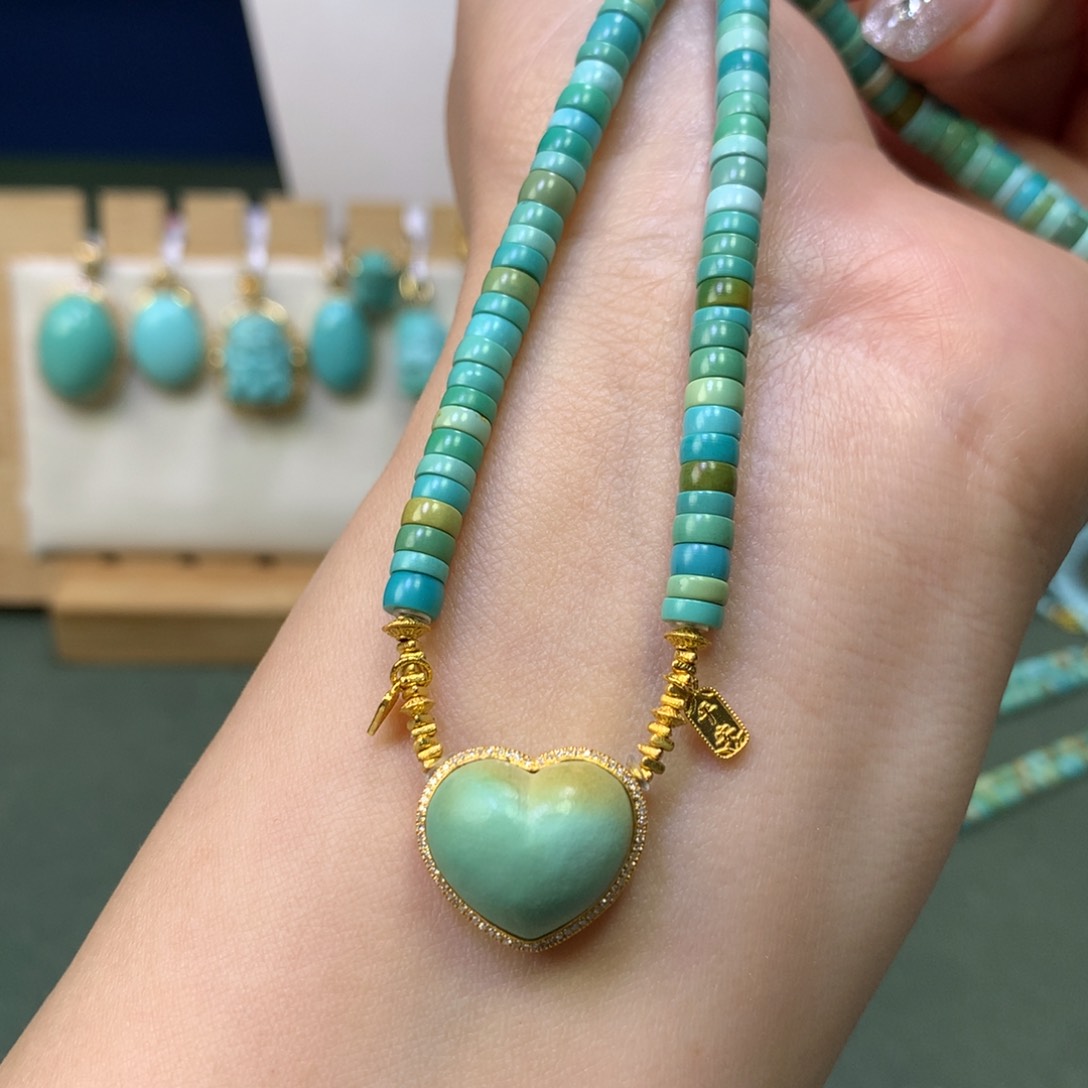 绿松石项链18K金镶嵌